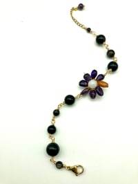 Image 1 of Purple Blush Bracelet featuring Amethyst Obsidian Flower Charm