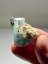 Image 5 of Aquamarine with Schorl & Albite Matrix Specimen | Pakistan #3231