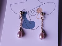 Image 2 of  Helen Earrings, Lavender Pink Pearl Earring
