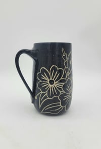 Image 1 of Black Cosmo Flowers Mug