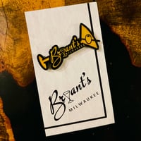 Image 1 of Bryant's Cocktail Lounge Milwaukee 1.75" Glitter Gold Logo Martini Enamel Pin