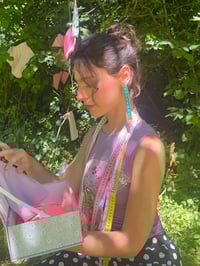 Image 4 of Tape measure earrings Turquoise 