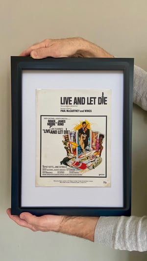 Image of Live And Let Die, James Bond film, framed 1973 vintage sheet music