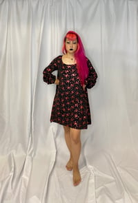 Image 3 of Spooky Cats Bishop Sleeve Dress With Pockets 