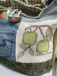 Image 1 of 'Granny Smith' Green Patchwork Messenger Bag 