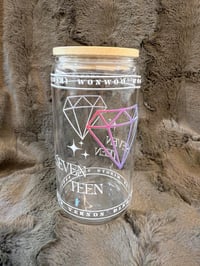 Seventeen Members Glass Cup with Straw 