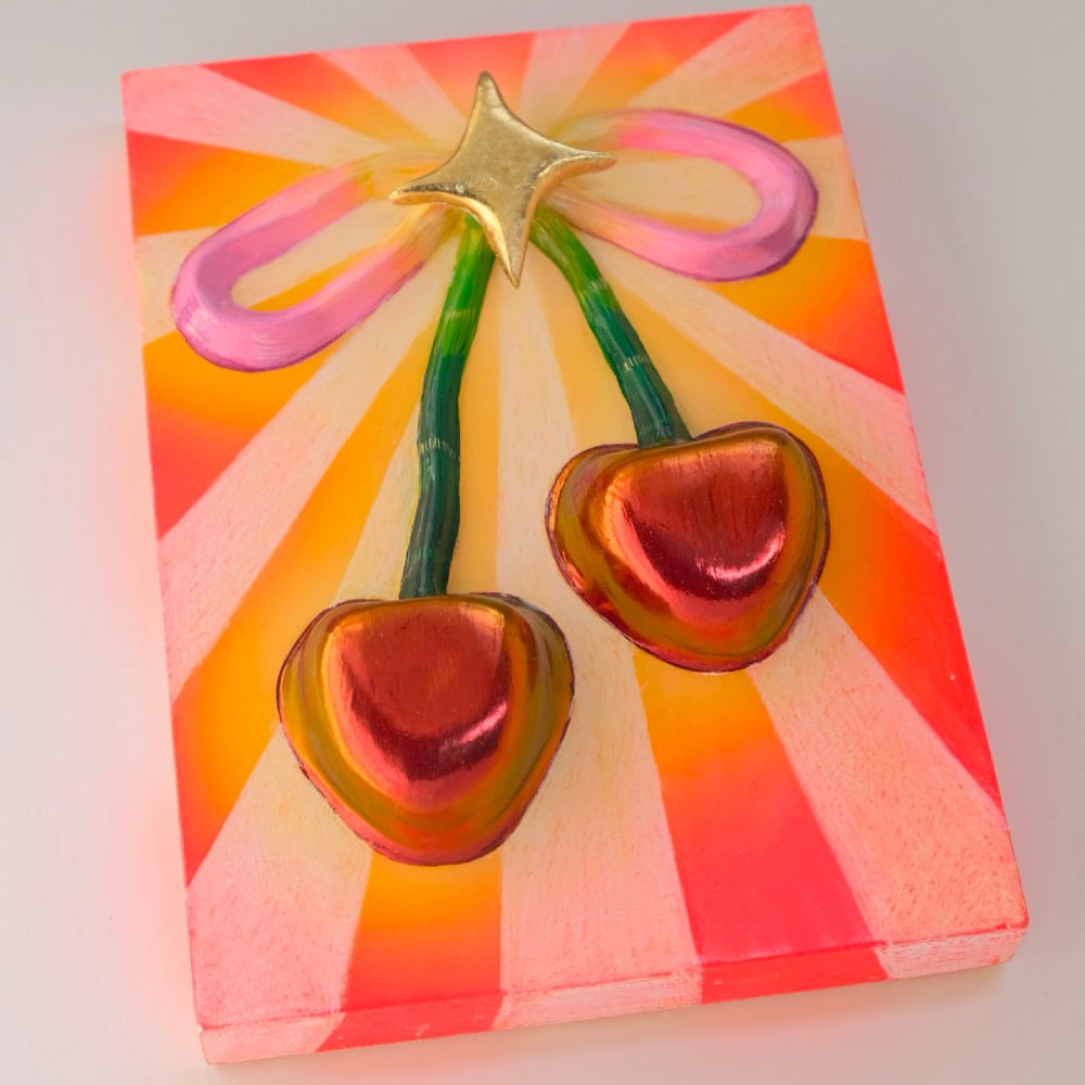 Image of 🍒 CHERRY ✧ Original 3D Mixed Media Painting