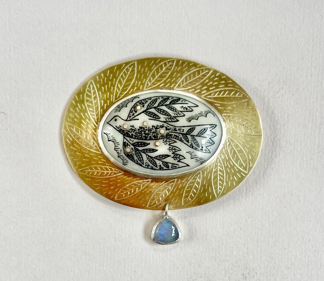 LARGE HOPE IS THE THING WITH FEATHERS BROOCH