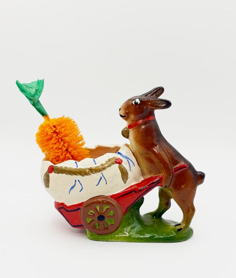 Retro Spring Bunny with Egg Wheelbarrow Tabletop Display | Joanne
