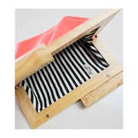 Image 3 of Neon Pink Leather & Timber Clutch