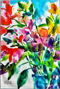 Image 2 of Happy Flowers tea towel