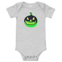 Image 10 of Baby Short Sleeve Onesie - Jack O Lantern Vintage Green-Black