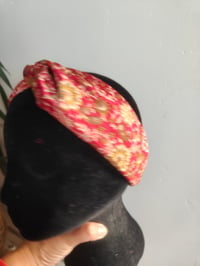 Image 2 of Turban Head Band- recycled sari fabric red henna