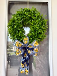 Image 1 of Boxwood Summer Lemon Bow Wreath