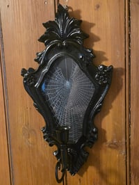 Image 1 of Ornate black wall hanging candle holder - preserved web B