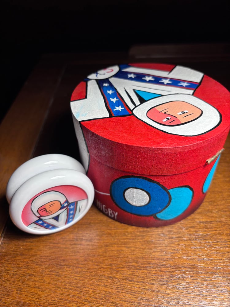Image of Evel Kinevel Yo-Yo and Wood Round Box