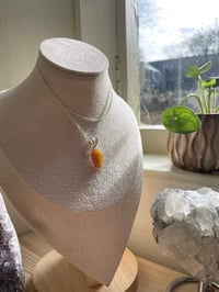 Image 2 of Silver Yellow Mother of Pearl Oval Crystal Necklace