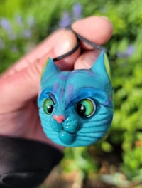 Image 1 of Aqua Green Kitty Face Pendant