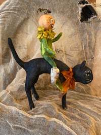 Image 3 of Halloween Ride Spun Cotton Veggie Head and Black Cat