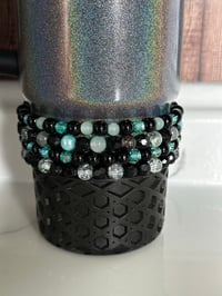 Image 3 of Midnight Glitz Black and Teal Tumbler Bracelet Stack