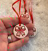 Image 6 of Red Bow Tags. Set of 3 