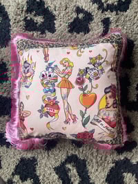 Image 4 of pink Pinup Girl with leopard print Cushion cover