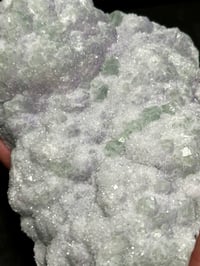 Image 6 of Green & Purple Cubic Fluorite With Druzy White Quartz Specimen #2400