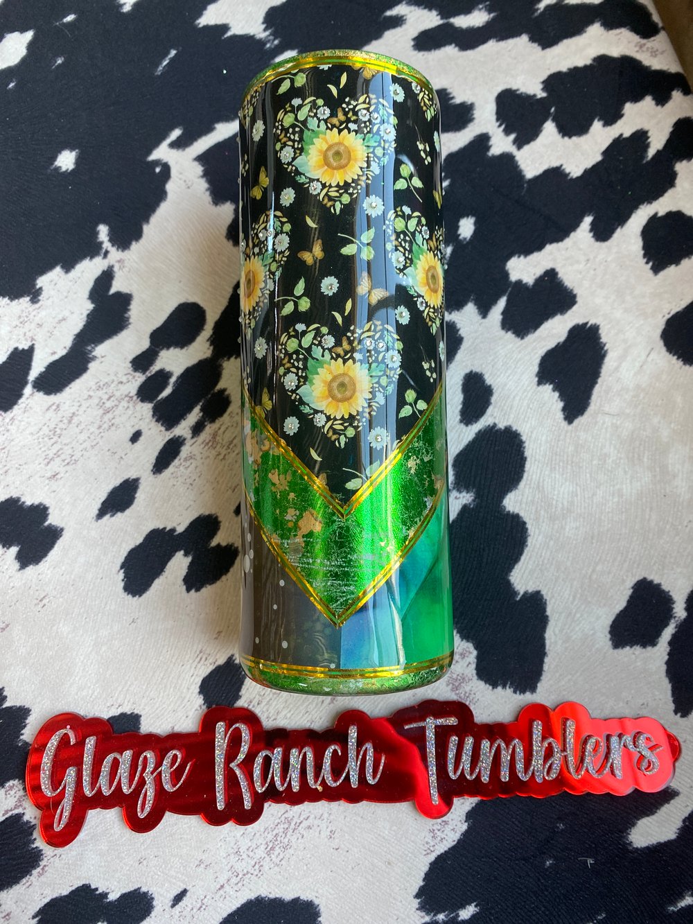20 oz Geeen/sunflower rhinestone 
