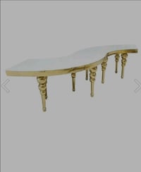 Image 3 of Kid Sepantine table for rent only stainless steel frames with glass top  each half is $200