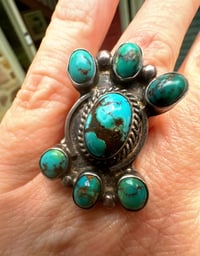 Image 1 of Vintage 7 stone turquoise cluster ring 