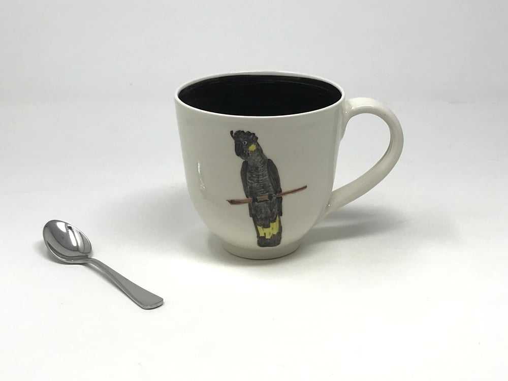 Image of Large Mug with Black Cockatoo decoration