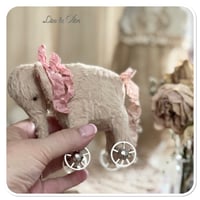 Image 4 of Handmade pink beige standing elephant on wheels