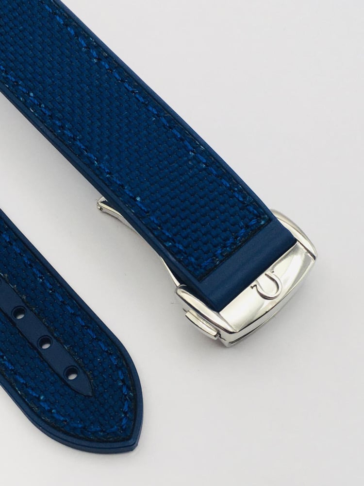 Image of 20mm-22mm blue Nylon silicone Rubber Watch Strap Band,Omega seamaster Planet Ocean.