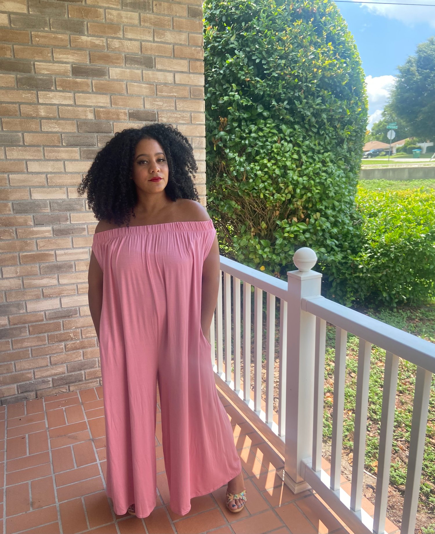 Image of Off the Shoulder Mauve Jumpsuit 