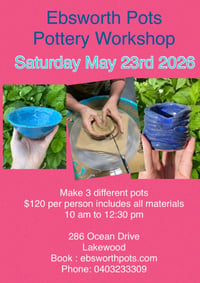 10 to 12.30 May 23rd Three Pots Workshop