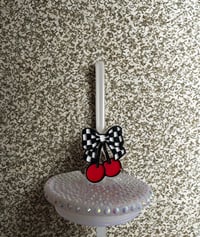 Cherry checkers 3D Straw topper