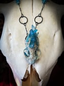 Blue Quartz Embellished Mink Skull - Necklace 