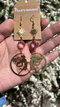 Image 2 of Pink Faerie Moon Earrings ✨🌿💕🧚🏼‍♂️