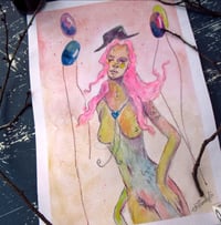 Image 5 of Common harlequin with Balloons (Series) Watercolor 