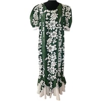 Image 1 of Vintage 1970s Winne Fashion Hawaiian Maxi Dress with Ruffle Hem- Made in Hawaii- L