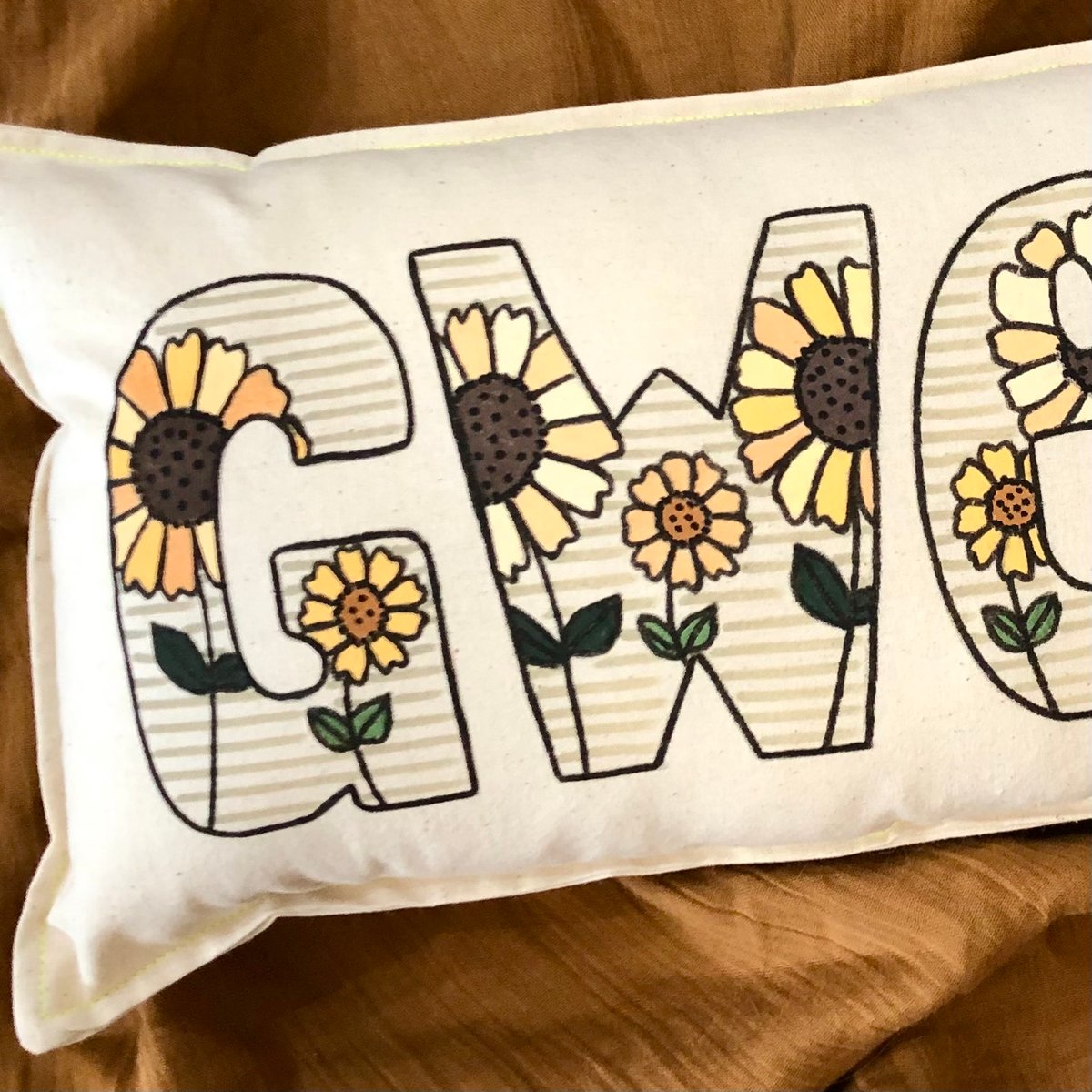 Image of Vintage Sunflower personalised cushion 