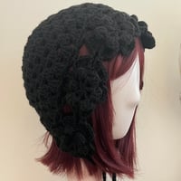 black flower bonnet 