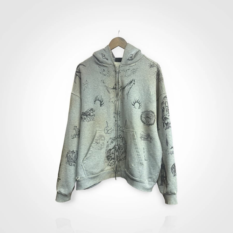 Image of Balenciaga Tattoo 2023 Gray Zip Up