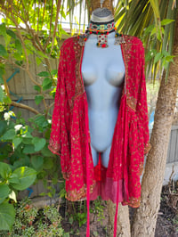 Image 3 of Sienna Glitter wrap dress - red