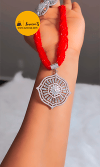 Image 3 of Ikshya_Short Hydropotey Necklace Set in Red