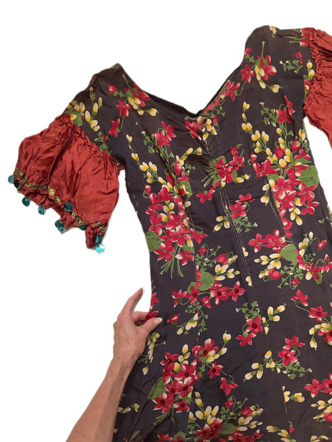 1930s taffeta FLAMENCO gown