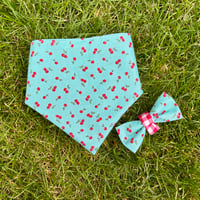 Image 2 of Cherry Cute - Reversible Bandana and/or Bow Tie