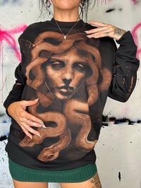 Image 5 of “STONED” CUSTOM BLEACH PAINTED PULLOVER SWEATSHIRT MEDIUM