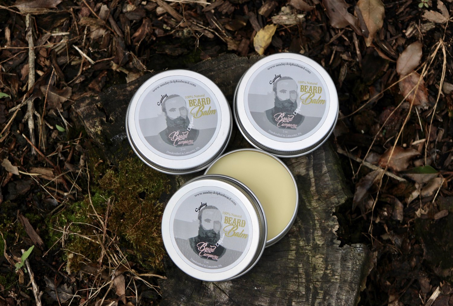 Image of Sunday Dolphin Beard Co. Beard Balm 100% Natural and Organic with vitamin E 