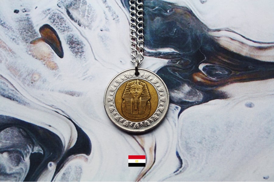 Image of Egyptian Bimetallic 1 Pound Coin Necklace